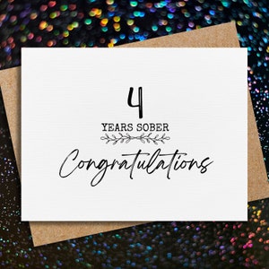 4 year sobriety card | 4 years sober | soberversary card | addiction recovery | for him | for her | sobriety gift | sober card