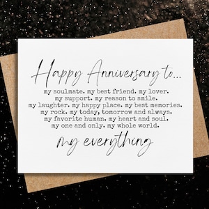 anniversary card for husband | for wife | my everything | happy anniversary | boyfriend | girlfriend | soulmate | favorite human