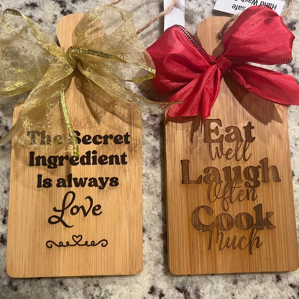 Personalized Mini Bamboo Cutting Boards | Custom Engraved for Cooks, Bakers & Chefs | Perfect Kitchen Wall Decor Gift