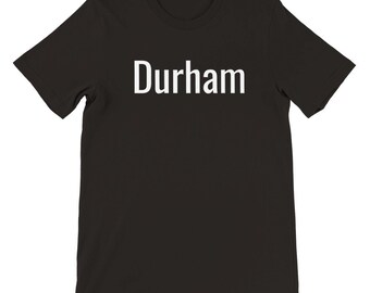 Durham T-shirt White Lettering on Black