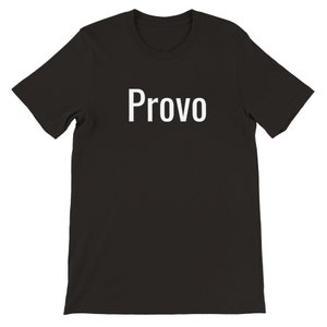 Provo T-shirt White Lettering on Black