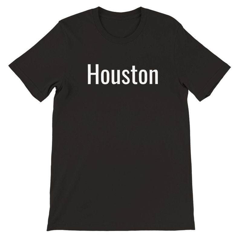Houston T-shirt White Lettering on Black - Etsy