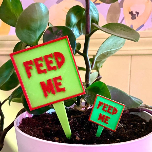 FEED ME Plant Stake Sign,House Plant Accessory Decor,Little Shop of Horrors,Plant Lover Gift,Seymour,Audrey II 2,venus fly, pitcher, sundew