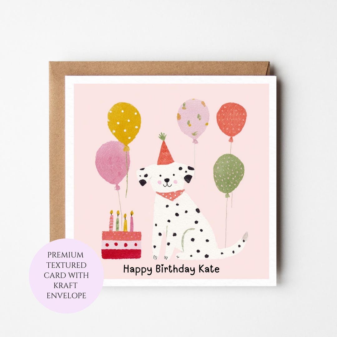 Dalmatian Birthday Card for Dog Lover, Illustrated Greeting - Etsy