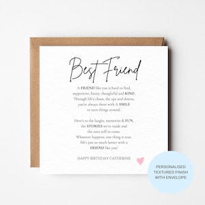 Personalised Friend Birthday Card | Definition Style Friendship Poem, Minimal Script
