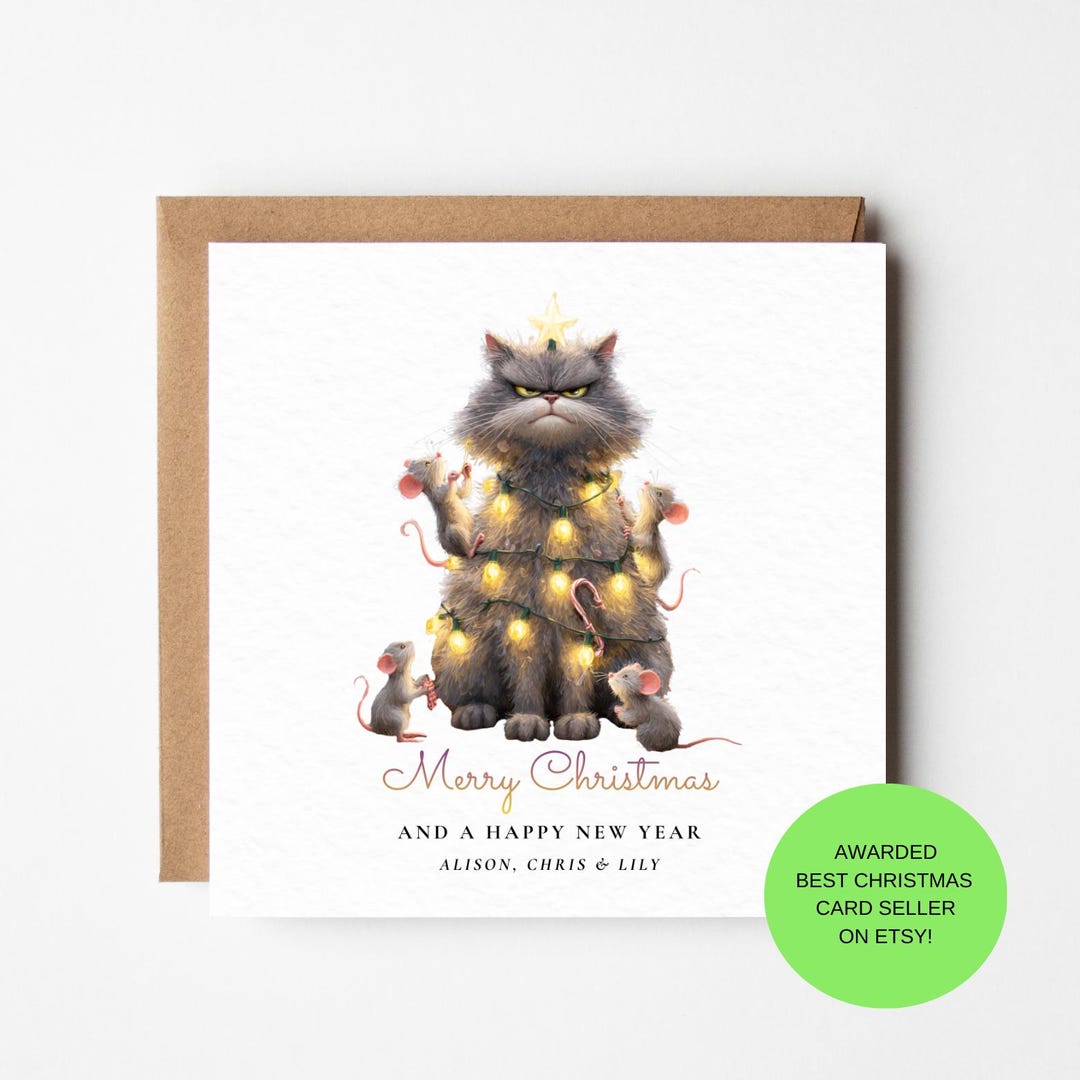 Grumpy Cat Christmas Card – Funny Cat Xmas Card Personalised - Etsy