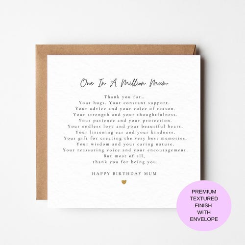 Mum Birthday Card – Meaningful Love Message