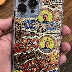 Custom handmade IPhone & Android cigar label phone case insert