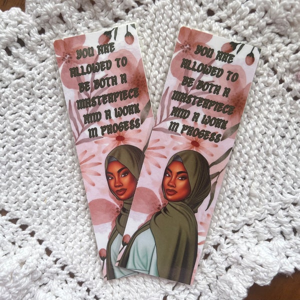 You are allowed to be both a Masterpiece and a Work in Progress Bookmark, Black Women Bookmark, Motivational Bookmark