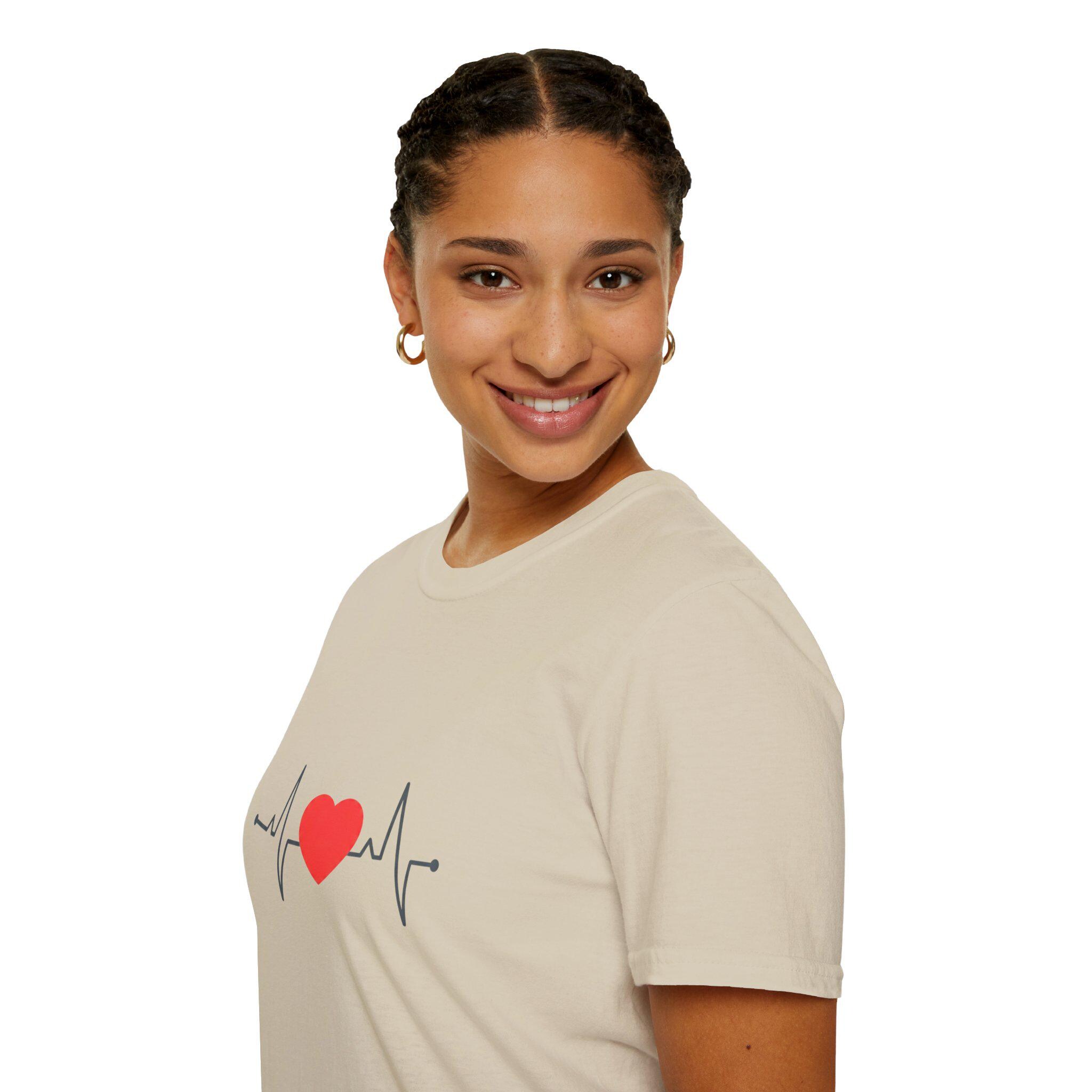 Heartbeat ECG Heart Design T-shirt | Red Heart Pulse Tee - Etsy