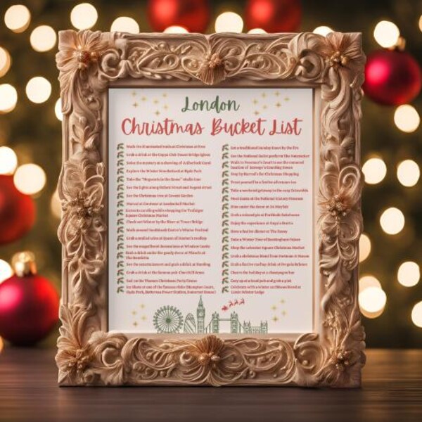 London Christmas Bucket List, Instant Download, Printable, 2024 London Activities to celebrate the Holiday Season