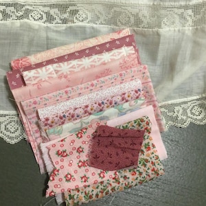Vintage Fabric Bundle  Inspiration Kit Slow Stitch Mixed Media sewing stitching bundle quilting collage junk Journal