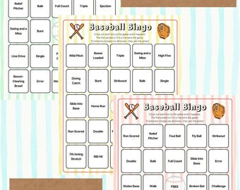 Baseball Watch Party Bingo Game: 18 Unique Printable Cards (PDF)