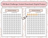 Book Reading Tracker, 100 Book Challenge with Dog Icon (PDF Files)