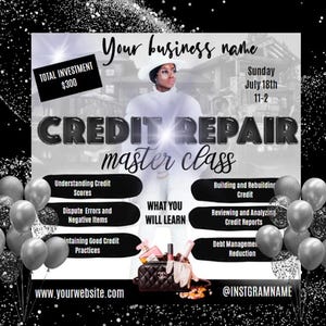 Credit Repair Masterclass Template: DIY Social Media Promo (Canva), Online Promo, Instagram Flyer