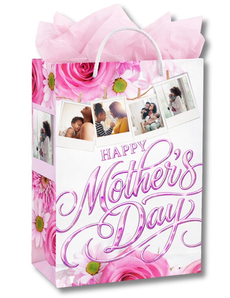Editable Mother’s Day gift bag template designed for printable sticker and easy customization in Canva. Mother’s Day gift bag sticker template shown applied to a bag, perfect for DIY personalized gifts. Canva Mother’s Day template preview for creating custom gift bag stickers to decorate any bag. Printable Mother’s Day gift bag design mockup featuring a sticker label placed on a gift bag for a handmade touch. Mother’s Day gift bag sticker template for quick and easy customization. Canva Design