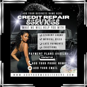 Credit Repair Business Flyer: DIY Canva Template (Digital Download), Instagram Promo