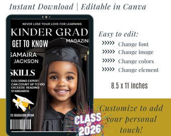 Kindergarten Graduation Flyer Template: Customizable Canva Design, printable invitation