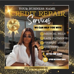 Credit Repair Services Flyer Template: DIY Canva Design (Digital Download) Instagram Promo