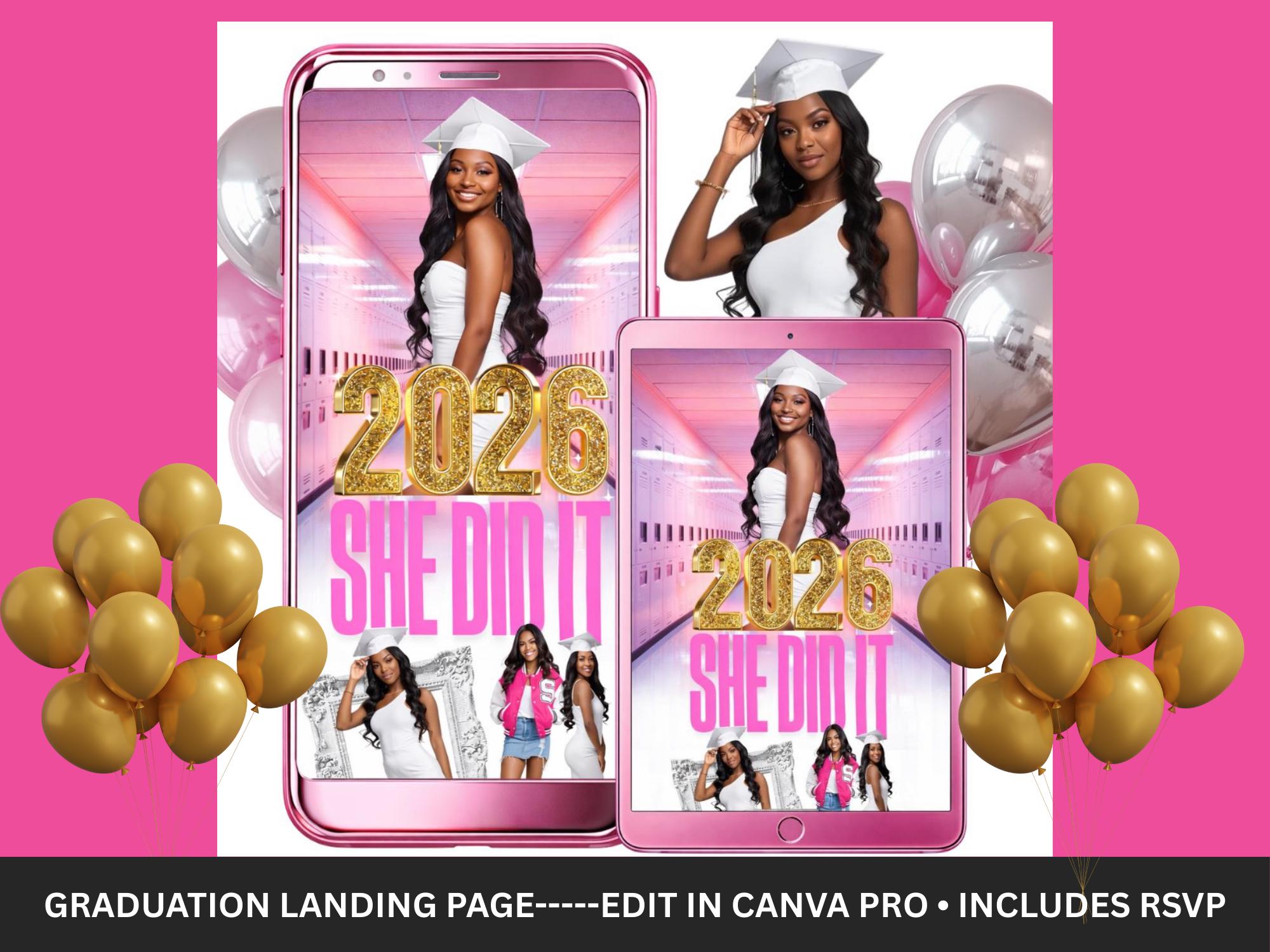 Graduation Website Template | Digital RSVP Invite With Link | One Page ...