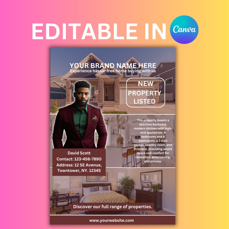 Real Estate Flyer Template Instant Download Etsy