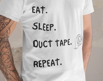 Eat sleep duct tape repeat T-shirt, Electrician funny T-shirt, Duct tape humor T-shirt, Gift T-shirt for contractor, Handyman T-shirt gift