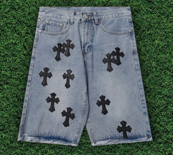 WhyIsEvrythingChrome Chrome Hearts Style Black Jeans Cheetah/Green Patches SS23