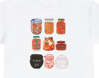 Kimchi Jar Collage T-Shirt - Korean Foodie Shirt, Food Lover's Tee, Cotton, Food, Korean, Korea