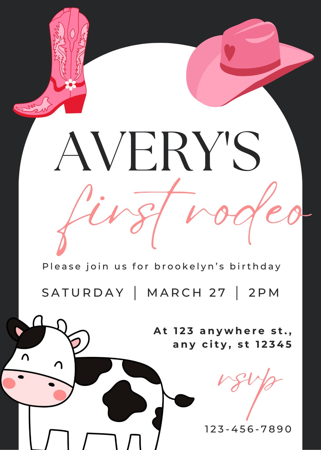Cowgirl theme birthday party invitation etsy