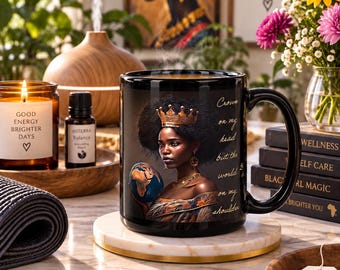 Black Woman Self-Care Mug | Afrocentric Queen Coffee Cup | Empowerment Mug