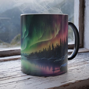 Color Changing Northern Lights Mug Aurora Lights Gift For Nature Lover 11oz Mug Hiker Gift Camping Mug Aurora Borealis Southern Lights