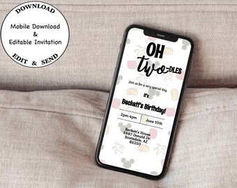 Mickey Mouse 2nd Birthday Invitation | Oh TWO-dles Mobile Template (Digital)
