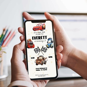 Cars Theme Birthday Party Invitation | Kids Birthday | Mobile Invitation Template | Editable and Personalized Invite | Digital Download