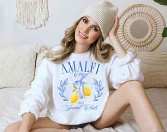 Italiaanse liefhebbers, Amalfikust, Amalfi Sweatshirt, Amalfi, Italië liefhebbers, Italië, Wit Sweatshirt Citroenen, Geel Sweatshirt Blauw Sweatshirt