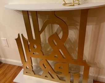 Arabic Ahlan Wa Sahlan Entry Table | Luxury Islamic Console Table | Modern Arabic Calligraphy Furniture