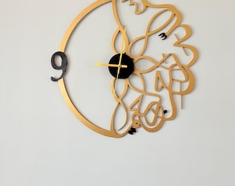 Arabic Wall Clock | Luxury Wooden Calligraphy Décor | “Bismillah Al-Rahman Al-Rahim” | Modern Islamic Home Art – Multiple Sizes