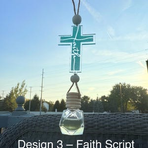 Car Air Freshener with Cross – Handmade Christian Car Charm, 4 Designs & Premium Scents