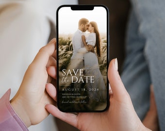 Modern Minimalist Save the Date Template: Elegant Wedding Invite (Canva Editable, Digital Download)