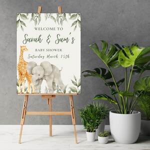 Safari Animal Baby Shower Welcome Sign: Personalized Printable Jungle Decor for Boys and Girls