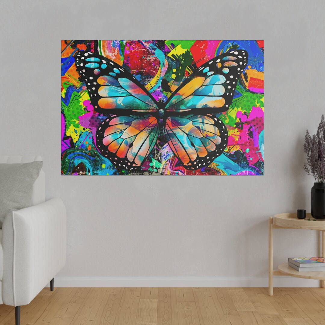 Butterfly Street Art High Quality Matte Canvas Etsy
