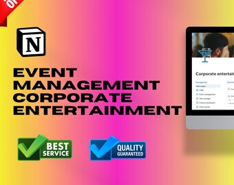 Op de afbeelding: Een computerscherm dat een website voor evenementenmanagement en zakelijke entertainment weergeeft. De website heeft een blauw en wit kleurenschema en beschikt over een navigatiebalk met opties voor CRM, evenementenbeheer, taakbeheer, financieel dashboard en klantportaal. De tekst "Corporate entertainment" wordt bovenaan het scherm weergegeven.