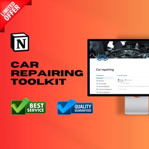 2025 Notion Template for Car Repair Business - Repair Service Business, Small Car Repair Shop, Workshop Business