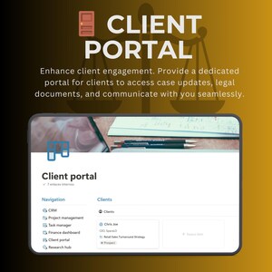 May include: A screenshot of a client portal website with a navigation menu on the left and a list of clients on the right. The navigation menu includes options for CRM, project management, task manager, finance dashboard, client portal, and research hub. The client list includes names and titles of clients, such as Chris Joe, CEO, SpaceLO.