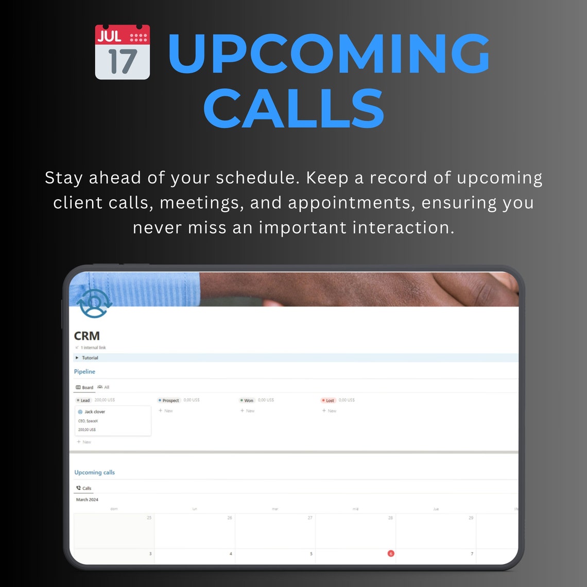 Notion CRM Template Client Management, Sales Pipeline (instant