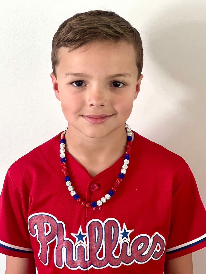 Philly Beaded Rhinestone Necklace Customizable Phillies Phanatic & Bryce Harper Inspired Jewelry