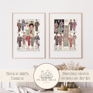 Vintage 1920s Fashion Illustrations | Digital Download Kit |Junk Journal Ephemera Pack | Roaring 20s Fashion Decor | 1920s Ephemera Pack