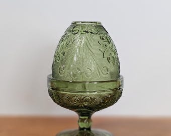 Lámpara de hadas vintage de cristal Chantilly verde de Indiana, lámpara de velas con diseño de encaje de tiara, decoración cottagecore, iluminación romántica de estilo victoriano.