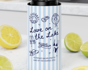 Love On The Lake Bachelorette Can Coolers, Lakeside Party Favors, Custom Lake Cozies