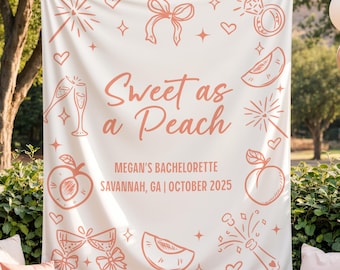 Peach Bachelorette Party Banner, Peachy Bridal Shower Welcome Sign, Personalized Bachelorette Banner,