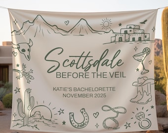 Scottsdale Bachelorette Party Banner, Desert Bachelorette Backdrop, Arizona Bach Welcome Sign, Personalized Bachelorette Tapestry